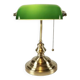 Old bronze banker desk lamp notary art deco green opaline