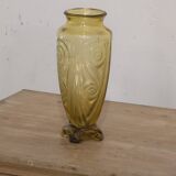 Large Art Deco yellow glass vase