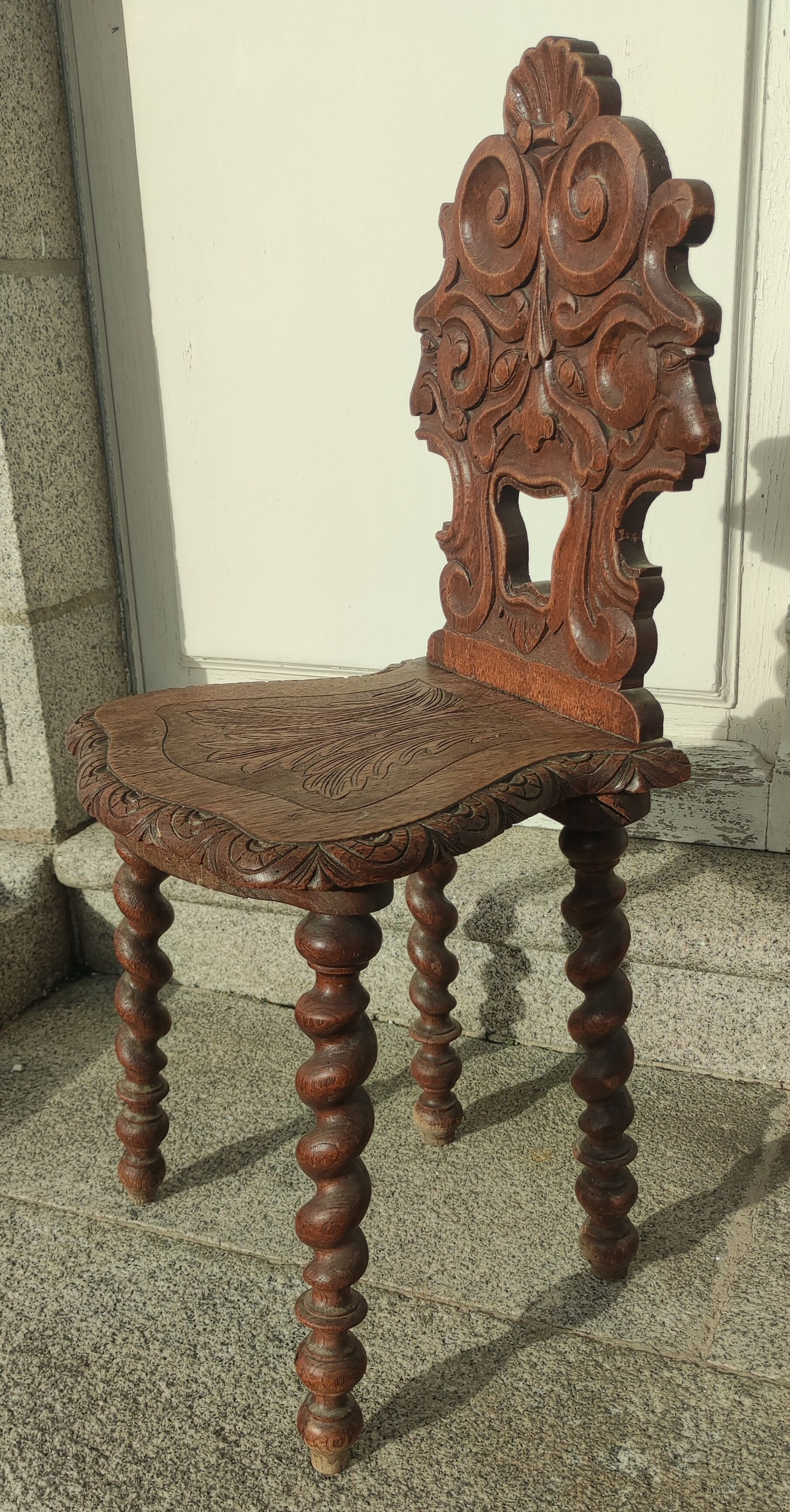 Old carved wooden chair