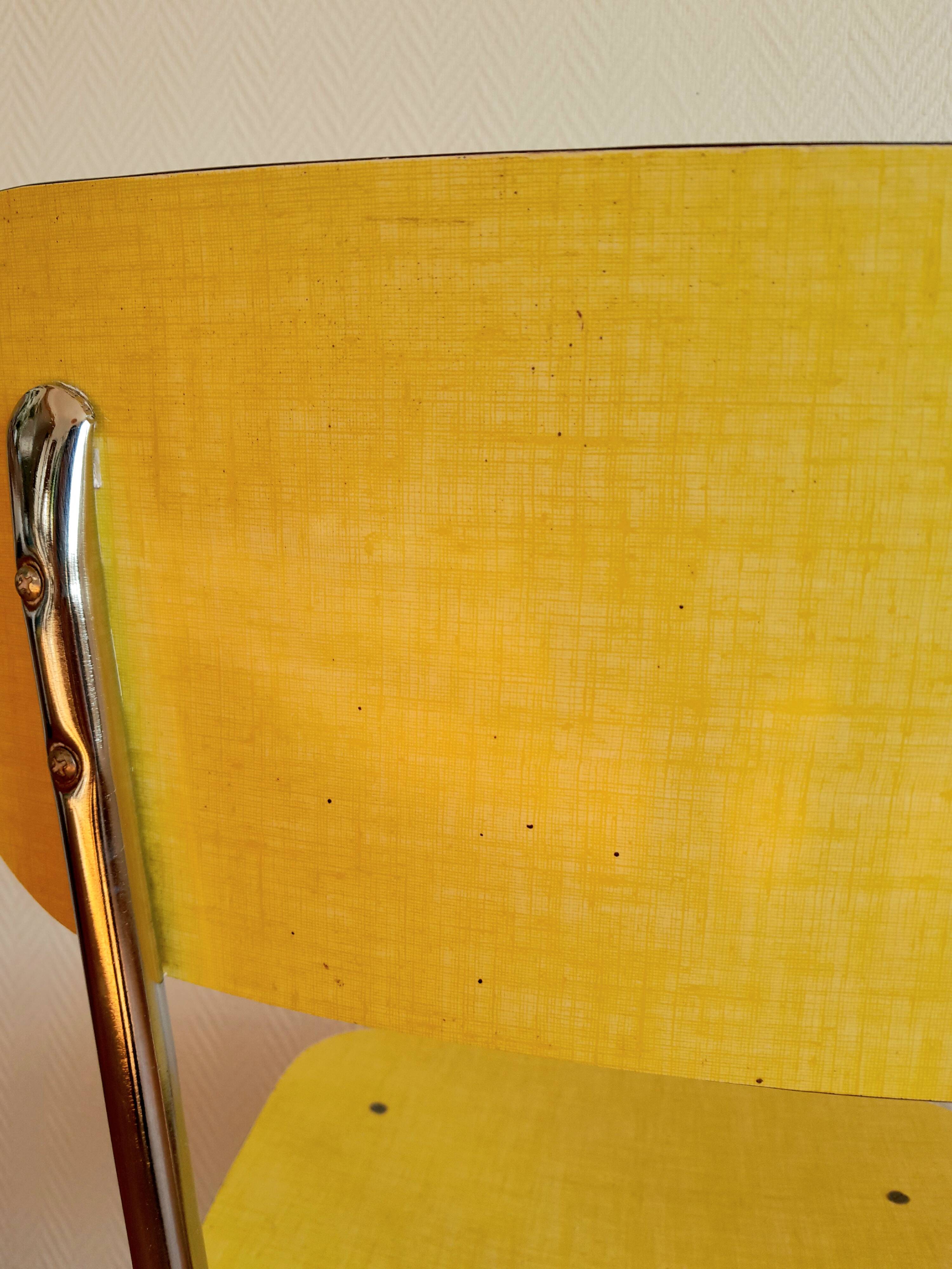 Yellow Formica table and chairs 1970