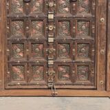Old Indian door in old teak, piece and patina of origin