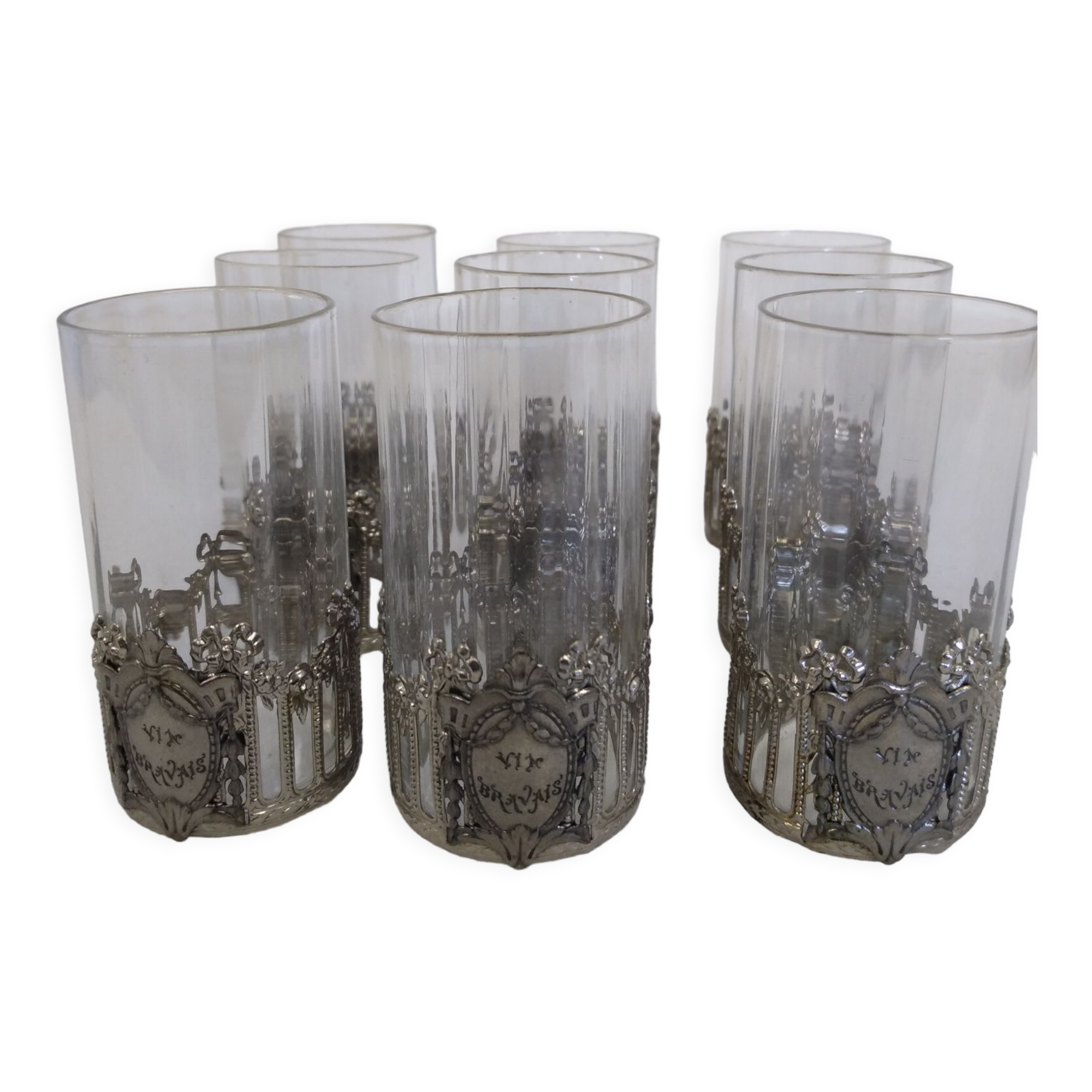 Glass with art deco strapping