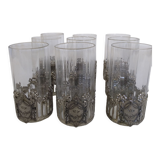 Glass with art deco strapping