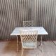Garden furniture - Bistro table (marble and cast iron) 2 2 aluminum chairs