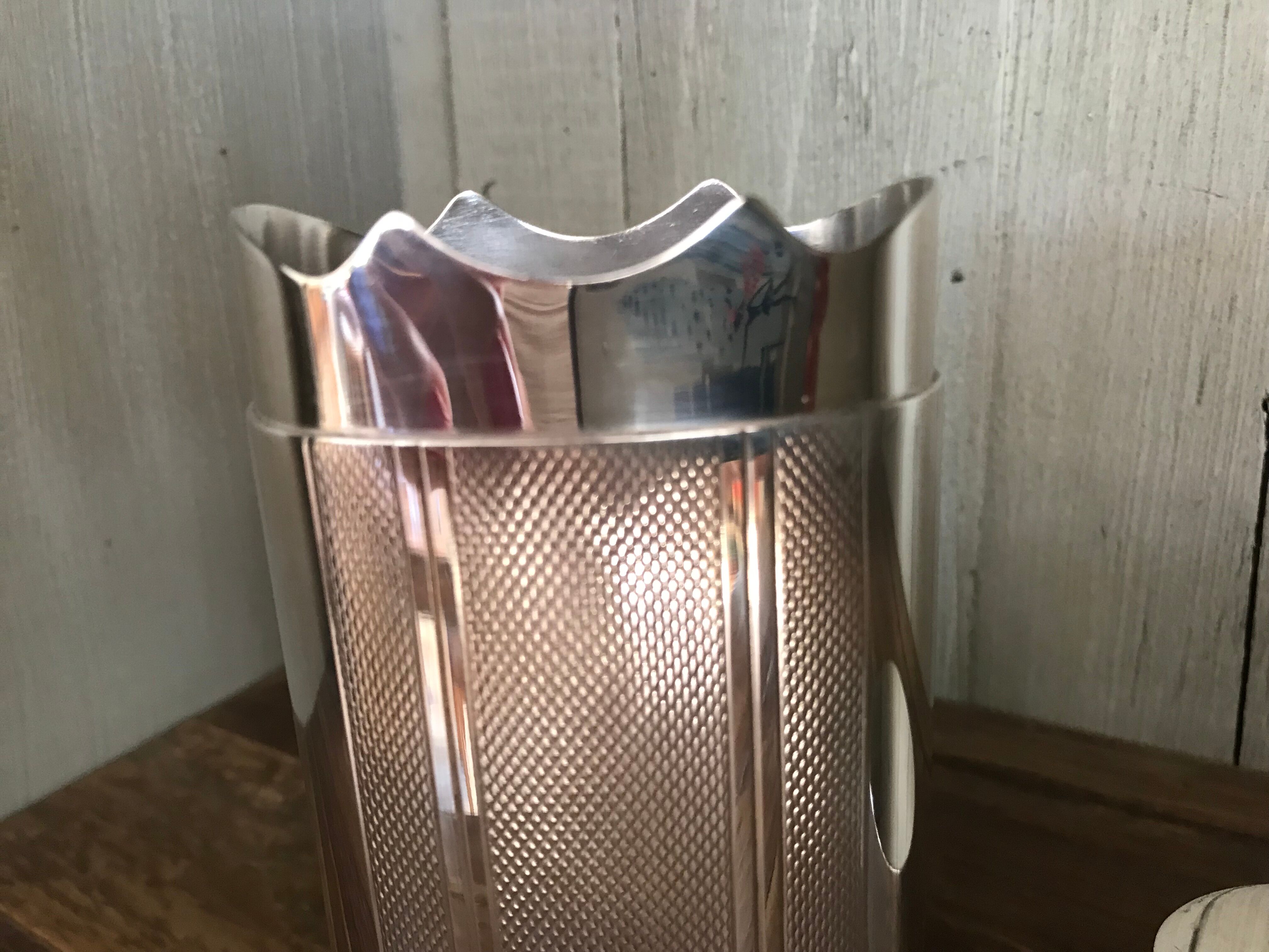 Guilloché silver metal oval cigar box