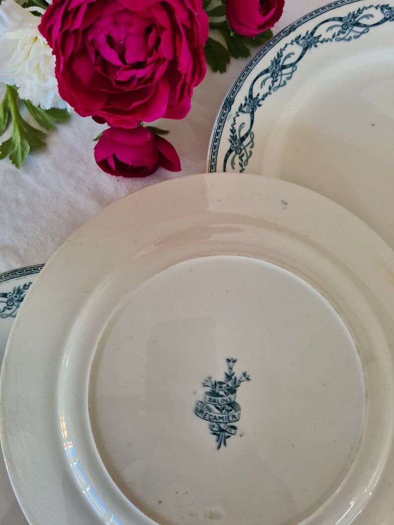 Old flat plates in "Recamier" model iron earth from the French salin factory