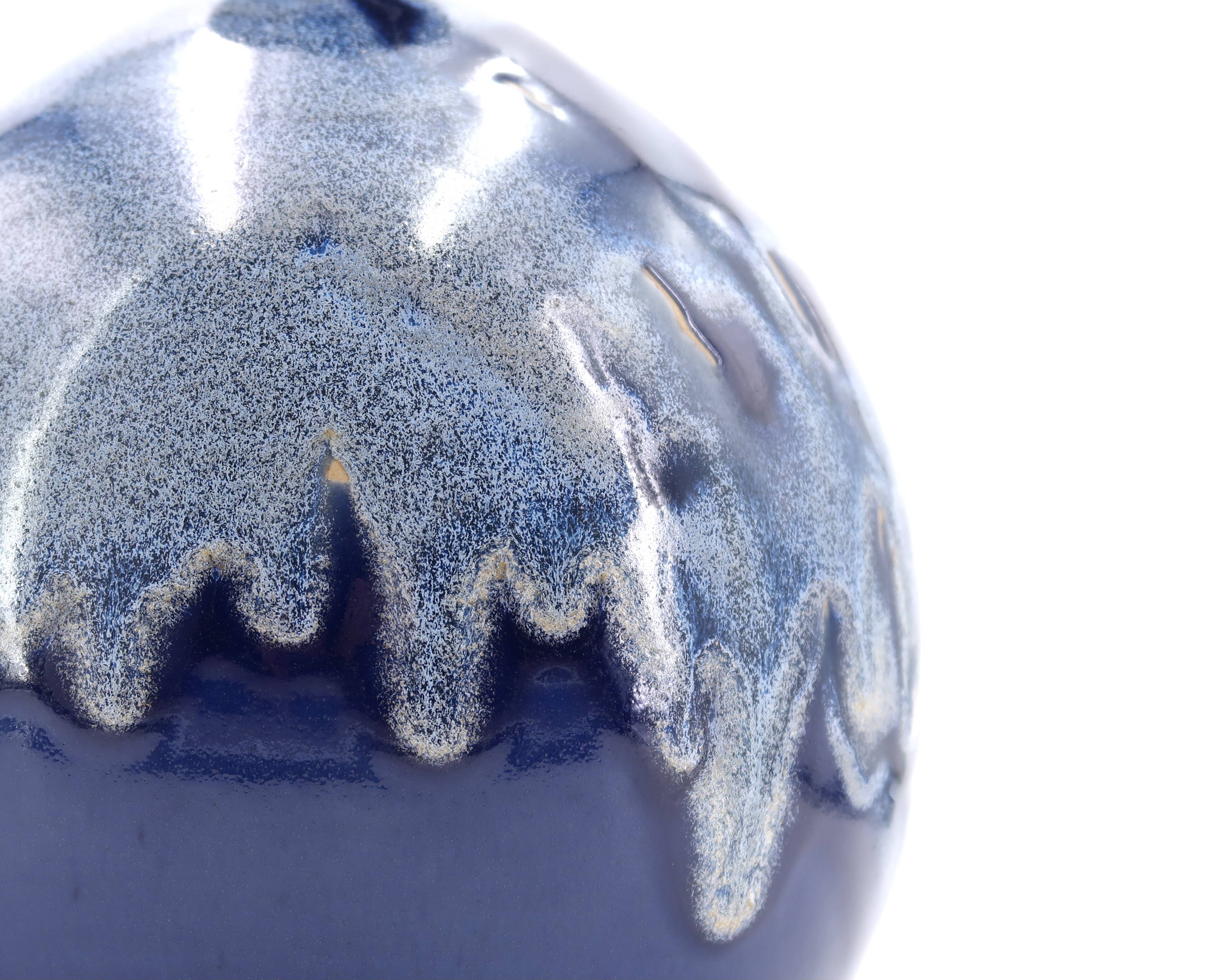 Fat lava blue ceramic potter's lamp, 1970s