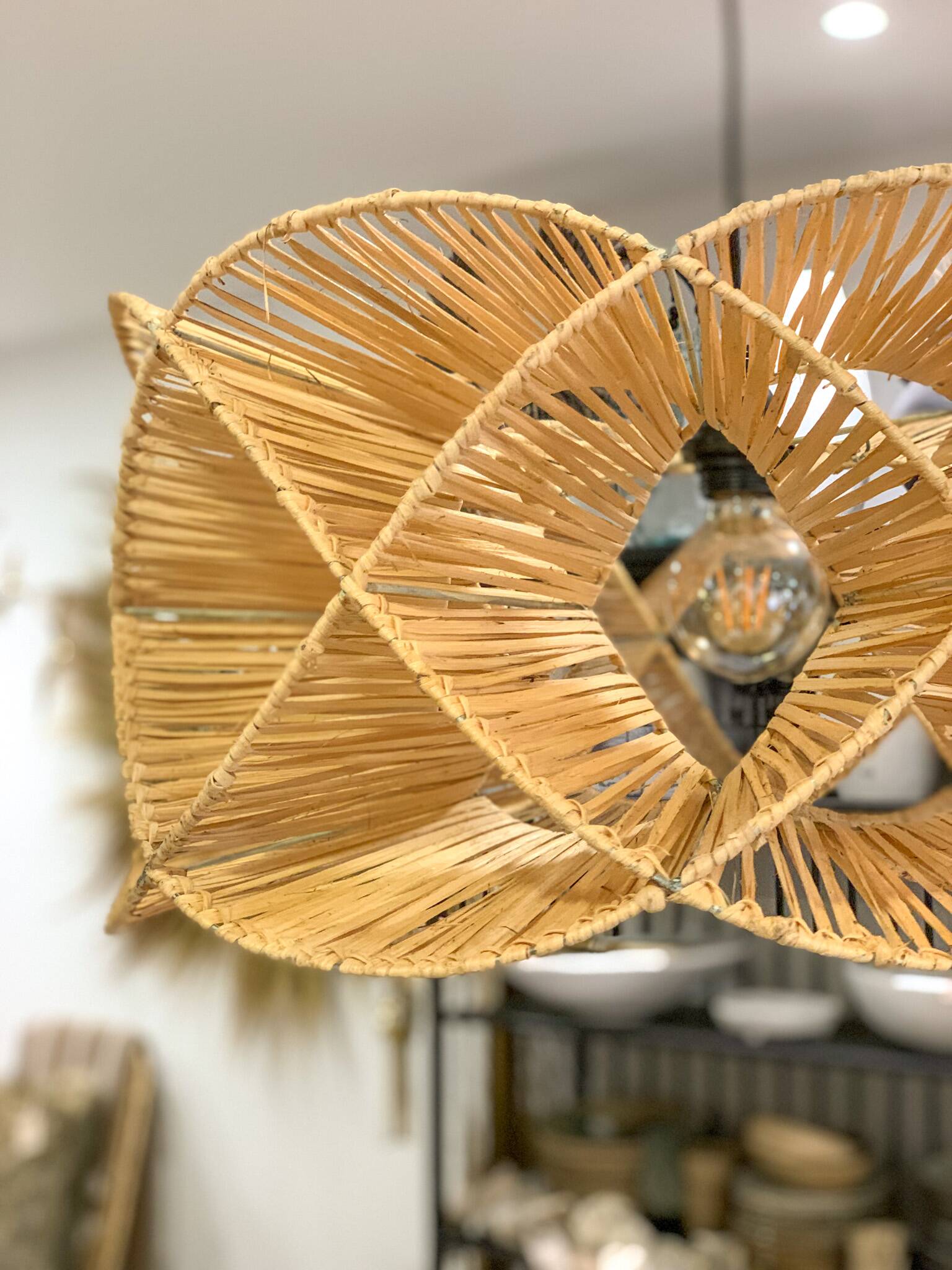 Natural rattan pendant light