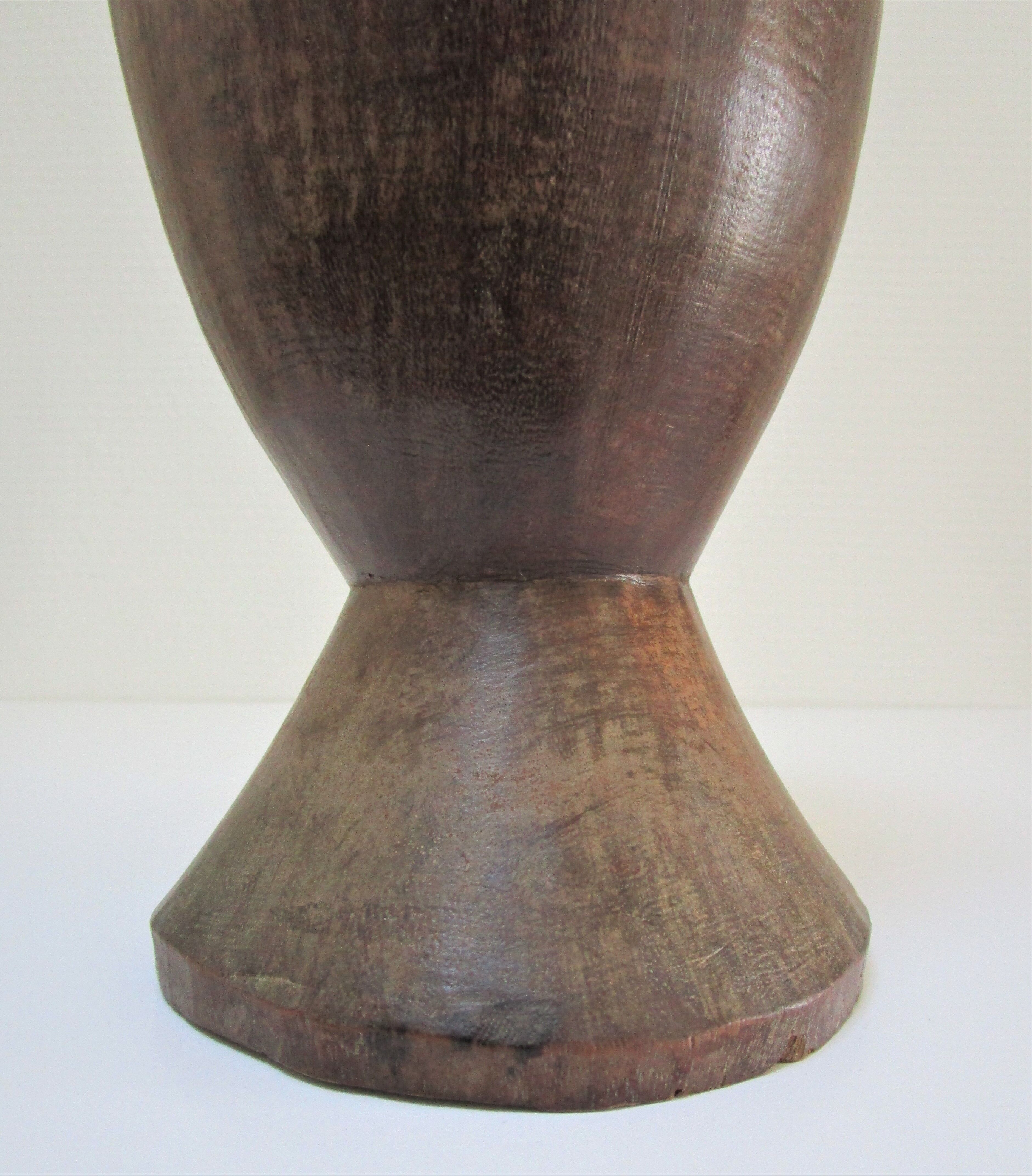 solid wood vase carved brutalist vintage