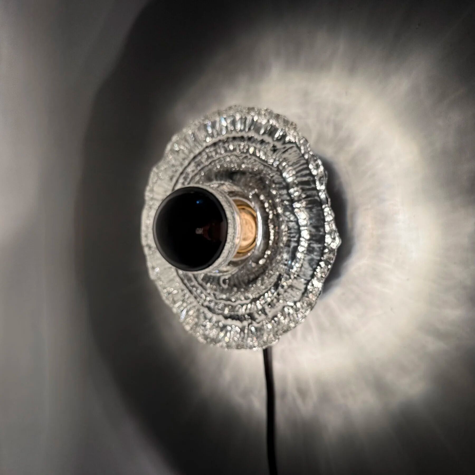 Thick structured ice glass wall light flush mount by Peill & Putzler, 1970s