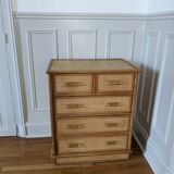 Rattan and wicker chest of drawers