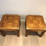 Paire de bouts de canapé en bois et laiton