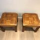 Pair of wooden and brass sofa ends