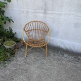 Wicker and bamboo armchair
