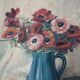 Grande huile sur toile, vase fleuri, Gustav Choley