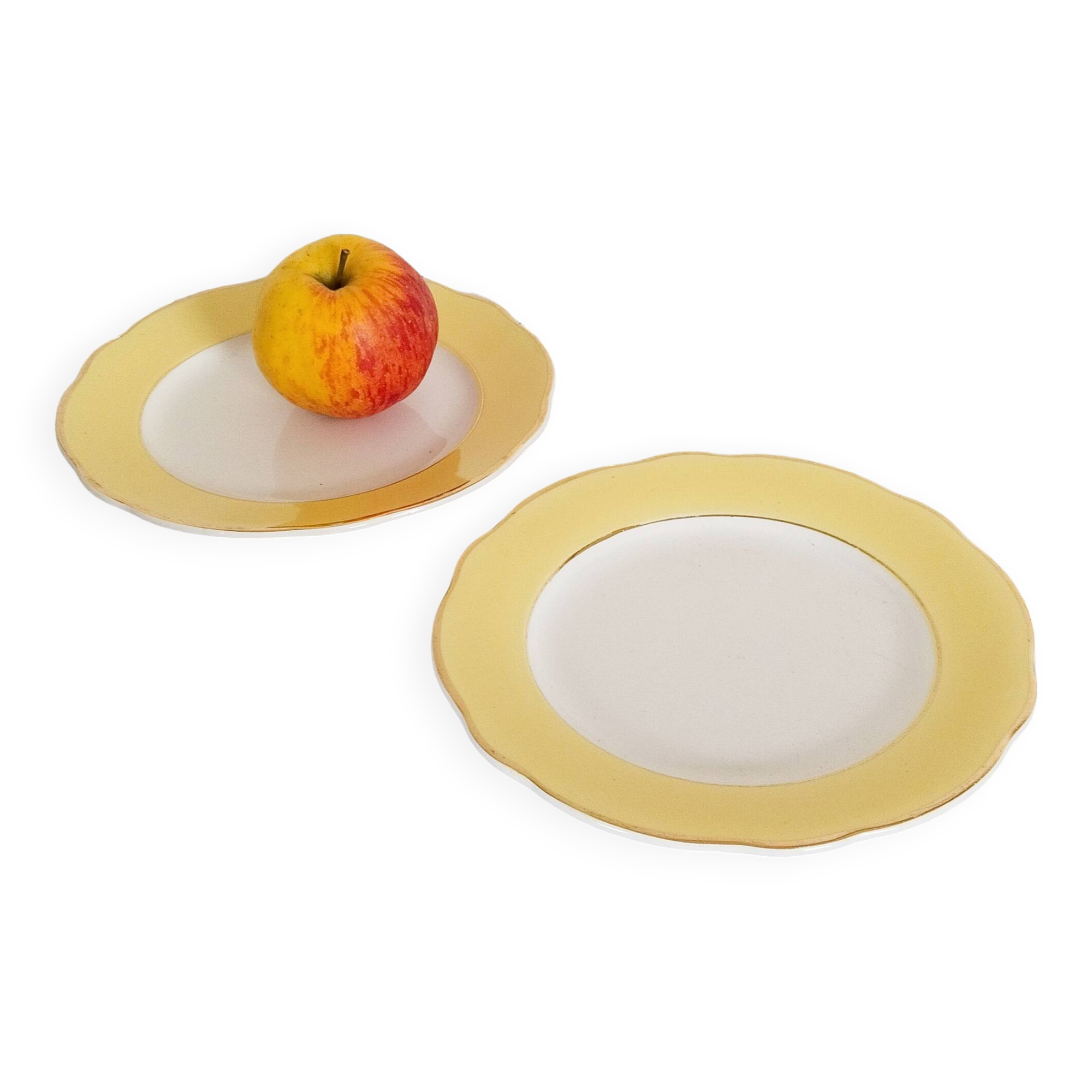 Yellow dessert service in Lunéville earthenware, Jonquille model
