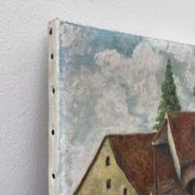Naive painting of a farm in the Jura