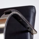 Steel armchair with leather upholstery