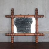 Wooden bamboo imitation mirror, antique mirror, hanging mirror.