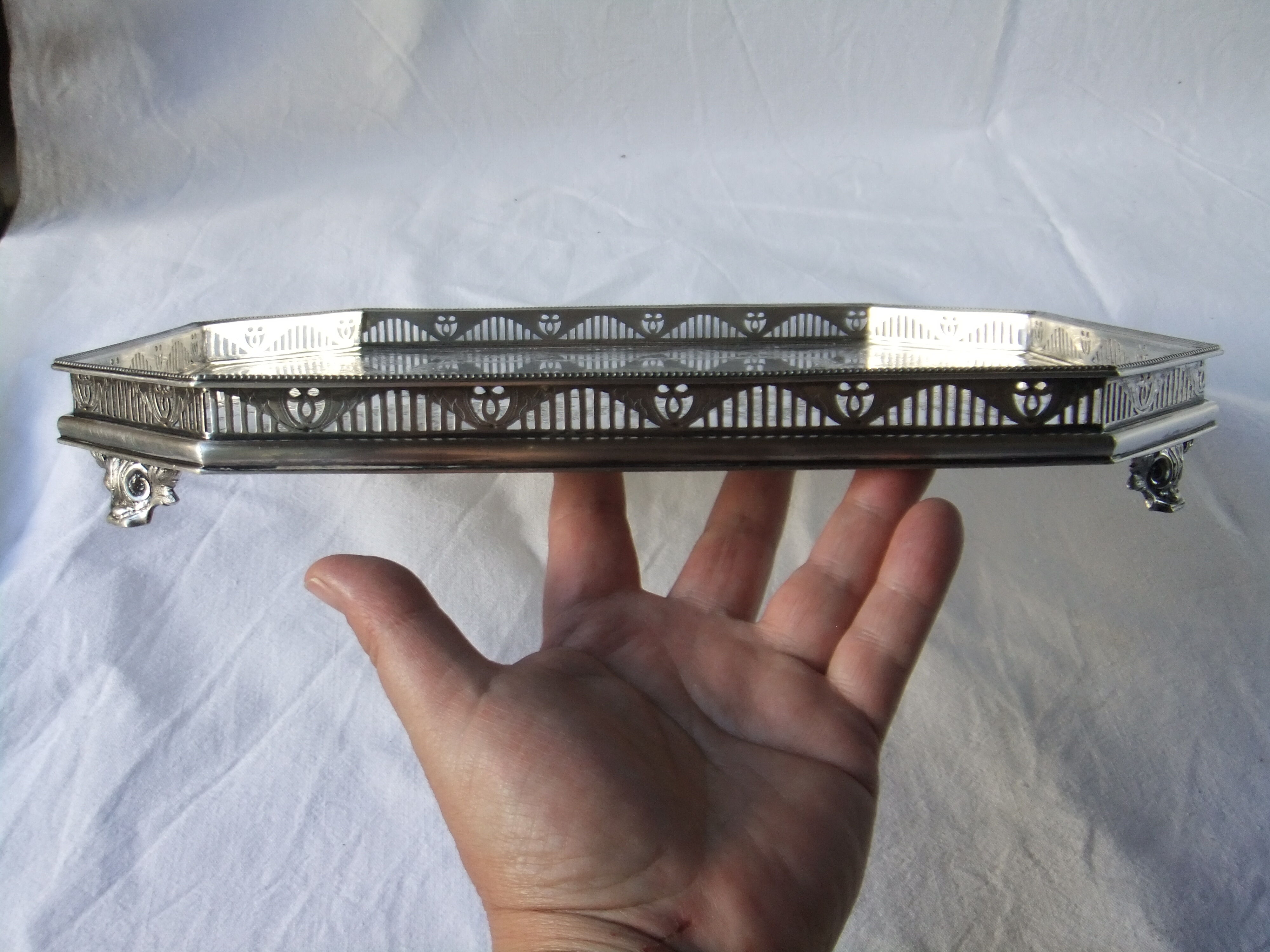 Serving tray punch goldsmith Martin Hall - Co silver metal eagle crown