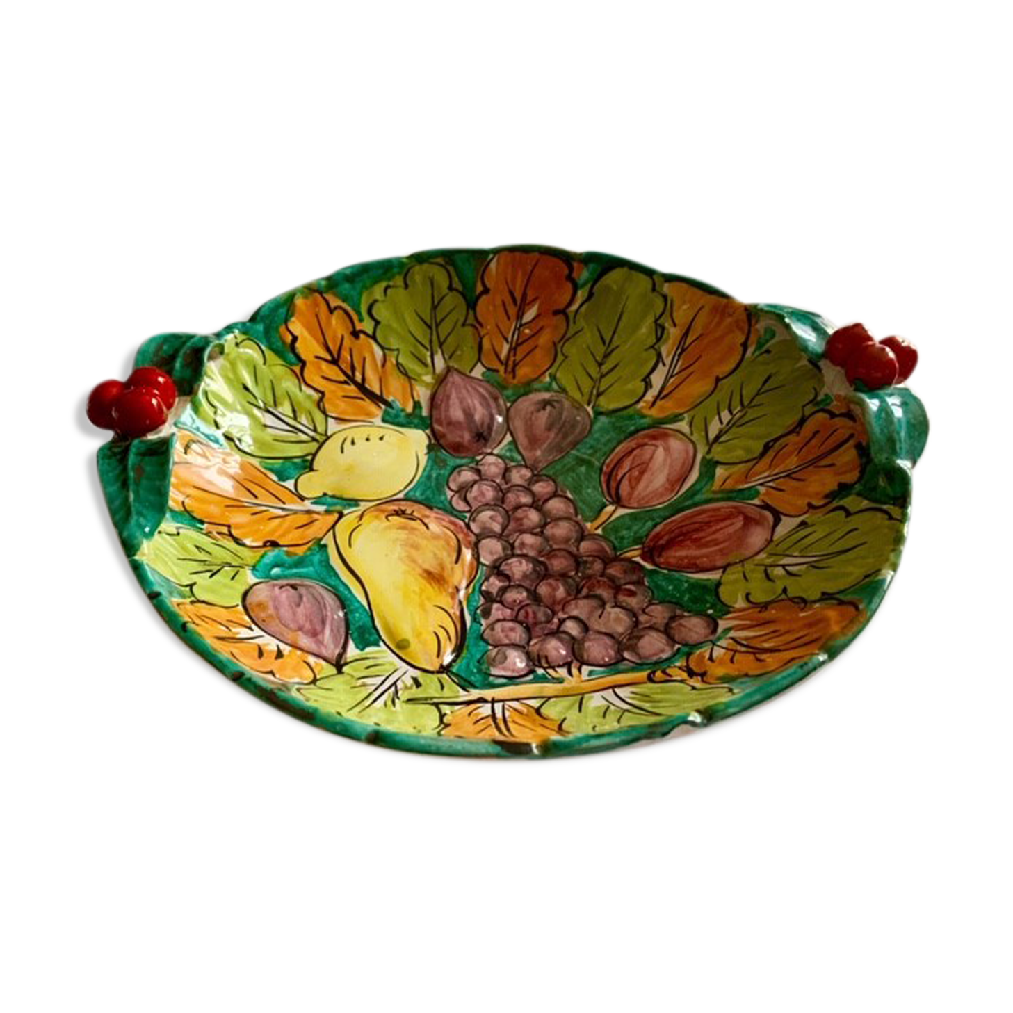 Art deco barbotine fruit bowl dish