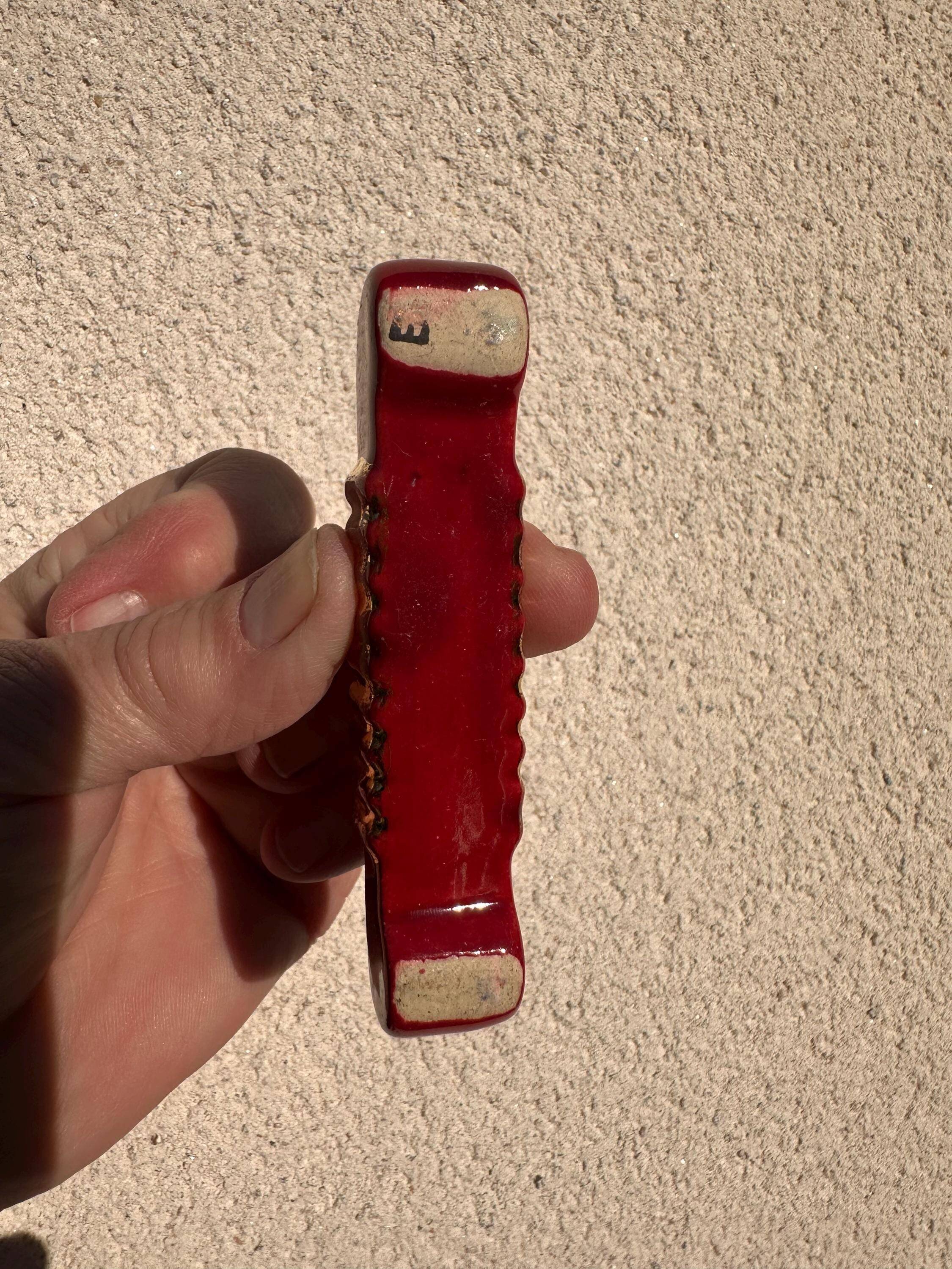 Art Deco knife rests (x6) – Red and gold glass, geometric