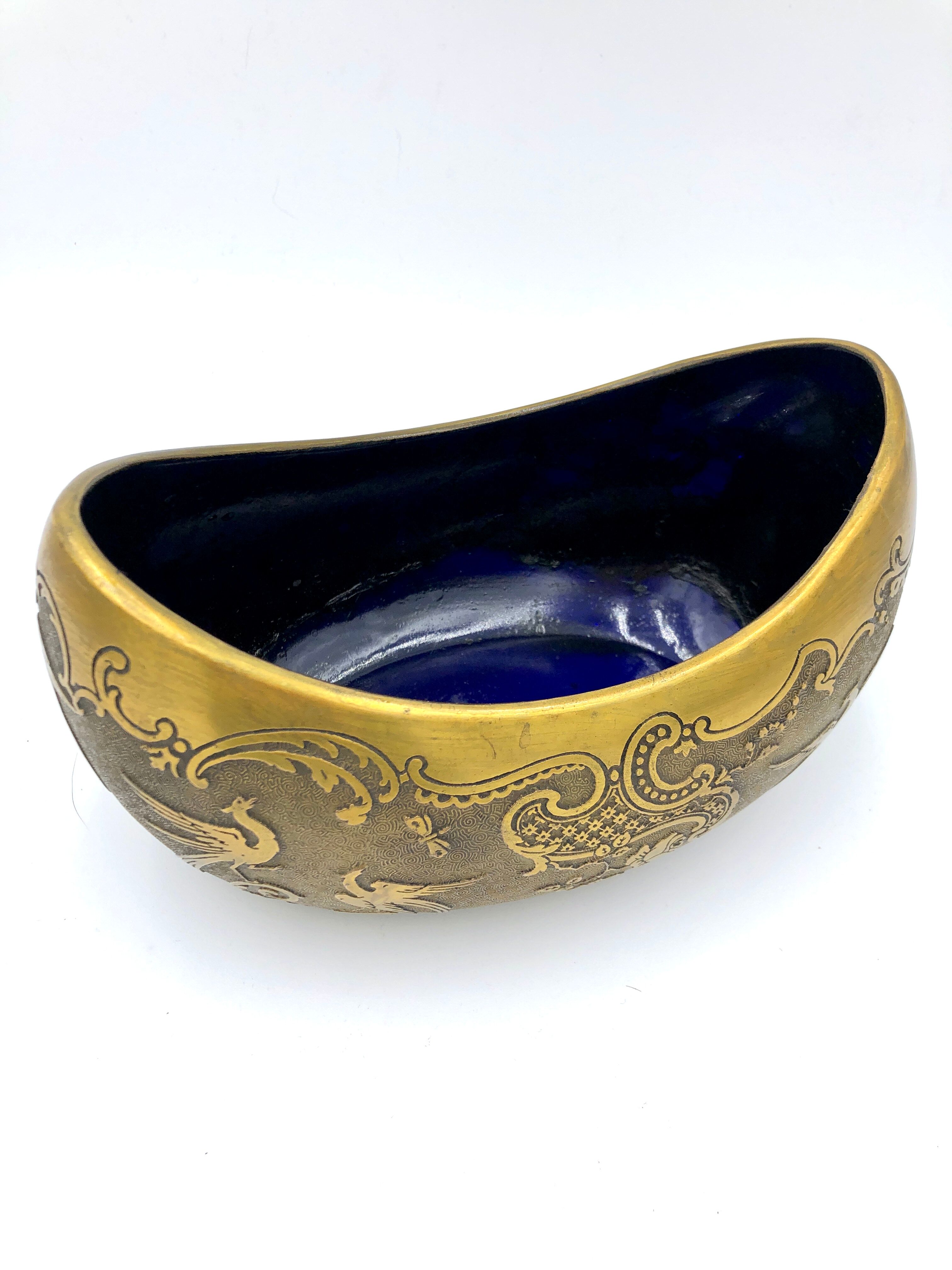 Crystal and copper shuttle cup Léon Ledru Val Saint Lambert