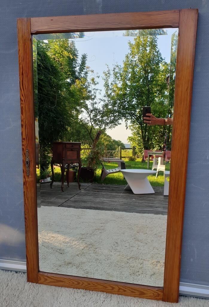 Beveled Ice Pine Door Mirror 64X120