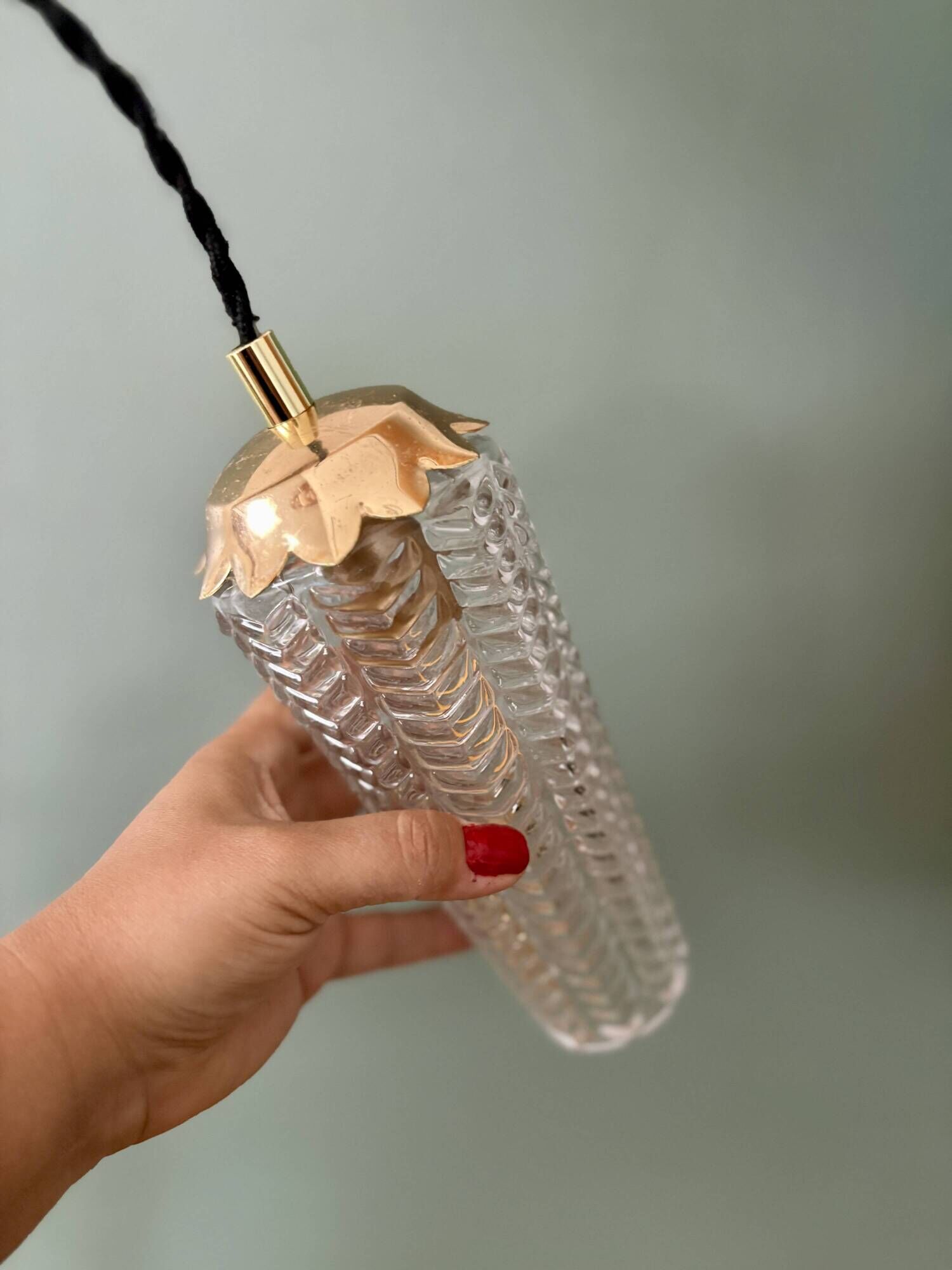 Vintage glass tulip spike pendant (SE11)