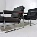 Hein Salomonson black leather lounge chairs 1968