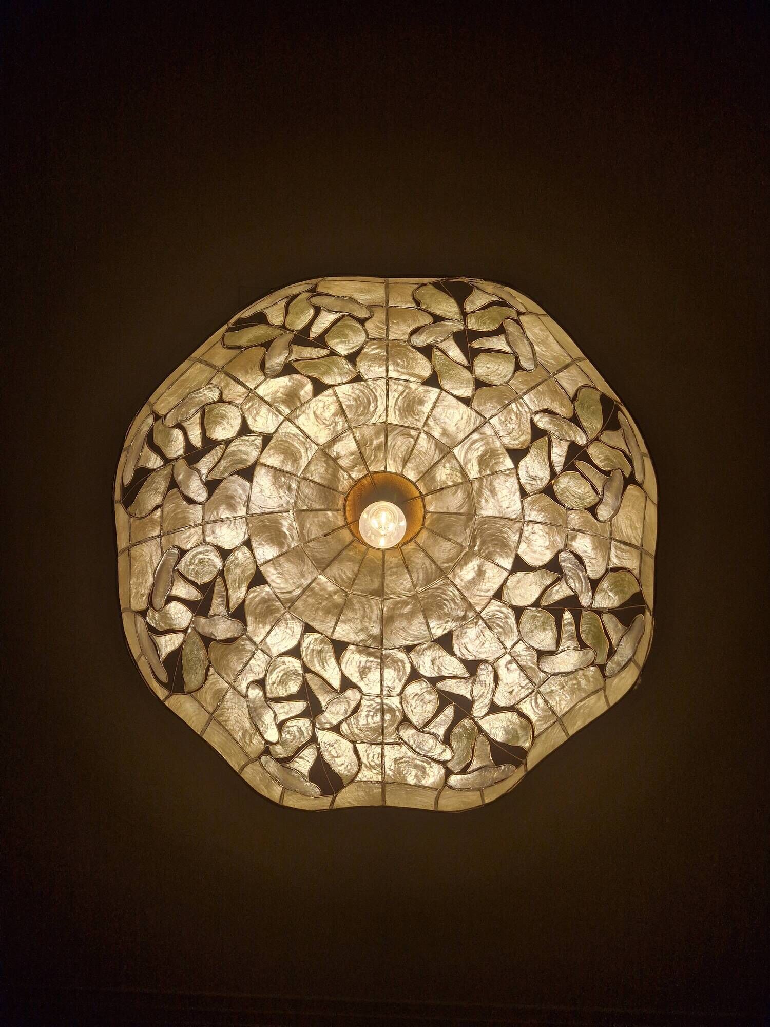Old stained glass pendant light