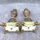Pair of antique French Art Nouveau bronze vases on a marble base, fireplace decoration, 1800s, Châteaucore cassolettes, unique piece.
