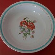 Hollow earthenware dish Saint Amand early twentieth floral decoration