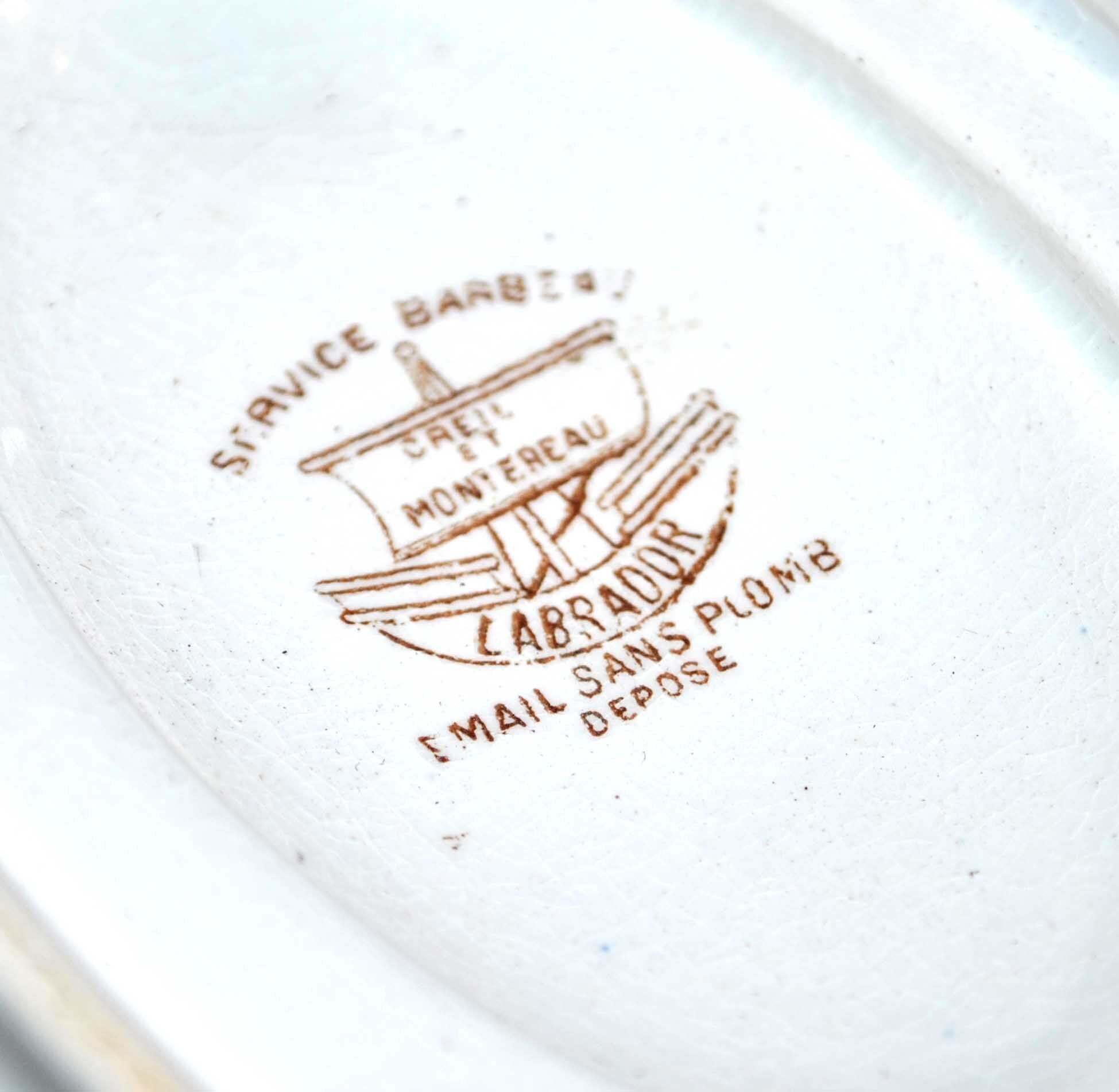 Oval sugar bowl in creil terrece montereau model barbeau blueberry 19th century