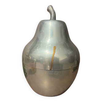 Ice cube tray / Ice bucket, Brushed aluminum pear, Vintage 70s