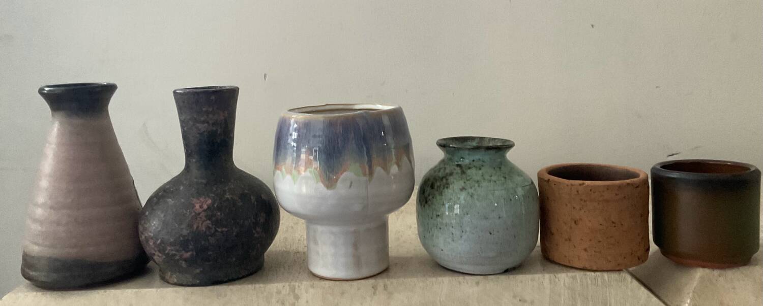 Series of 6 vintage miniature vases