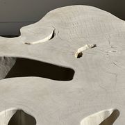 Très grande table basse en manguier blanchi plateau organique D:140cm