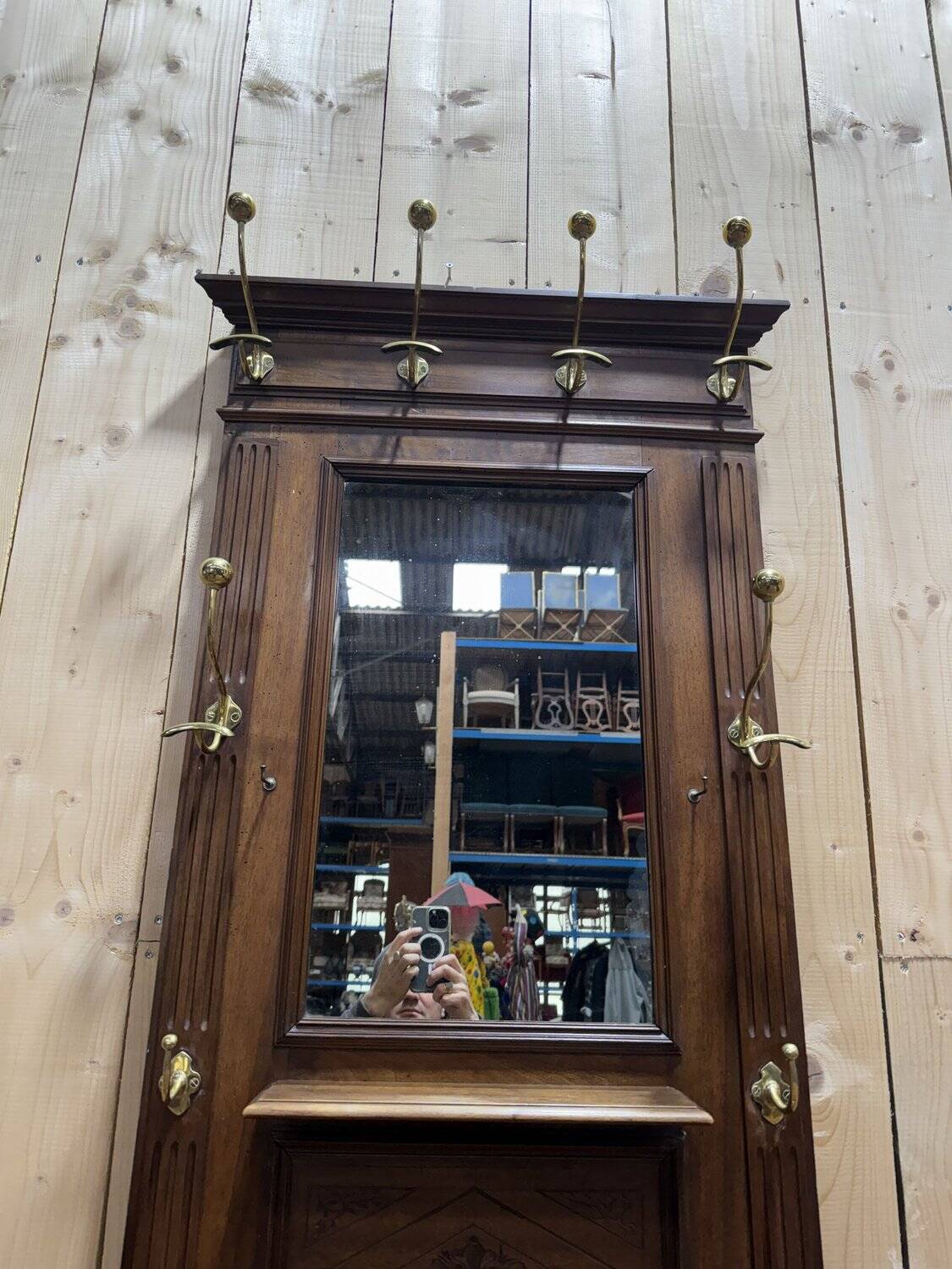 Coat rack - Napoleon III wardrobe in wood and brass