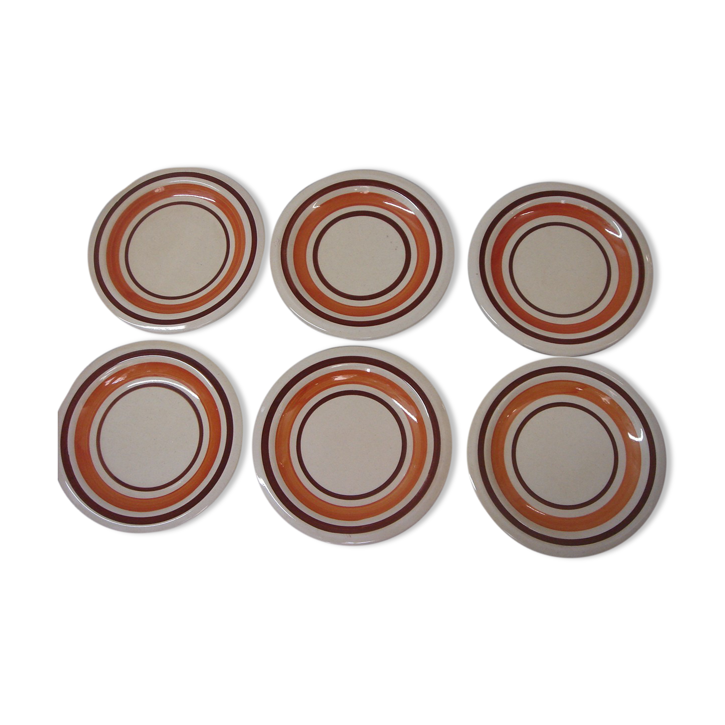 6 pottery Bavarian 1970 hand painted dessert plates