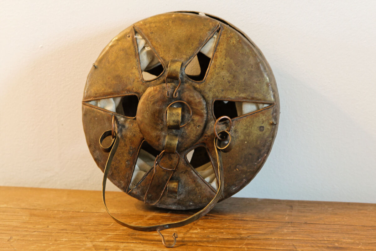 Lampion in natural cotton and metal