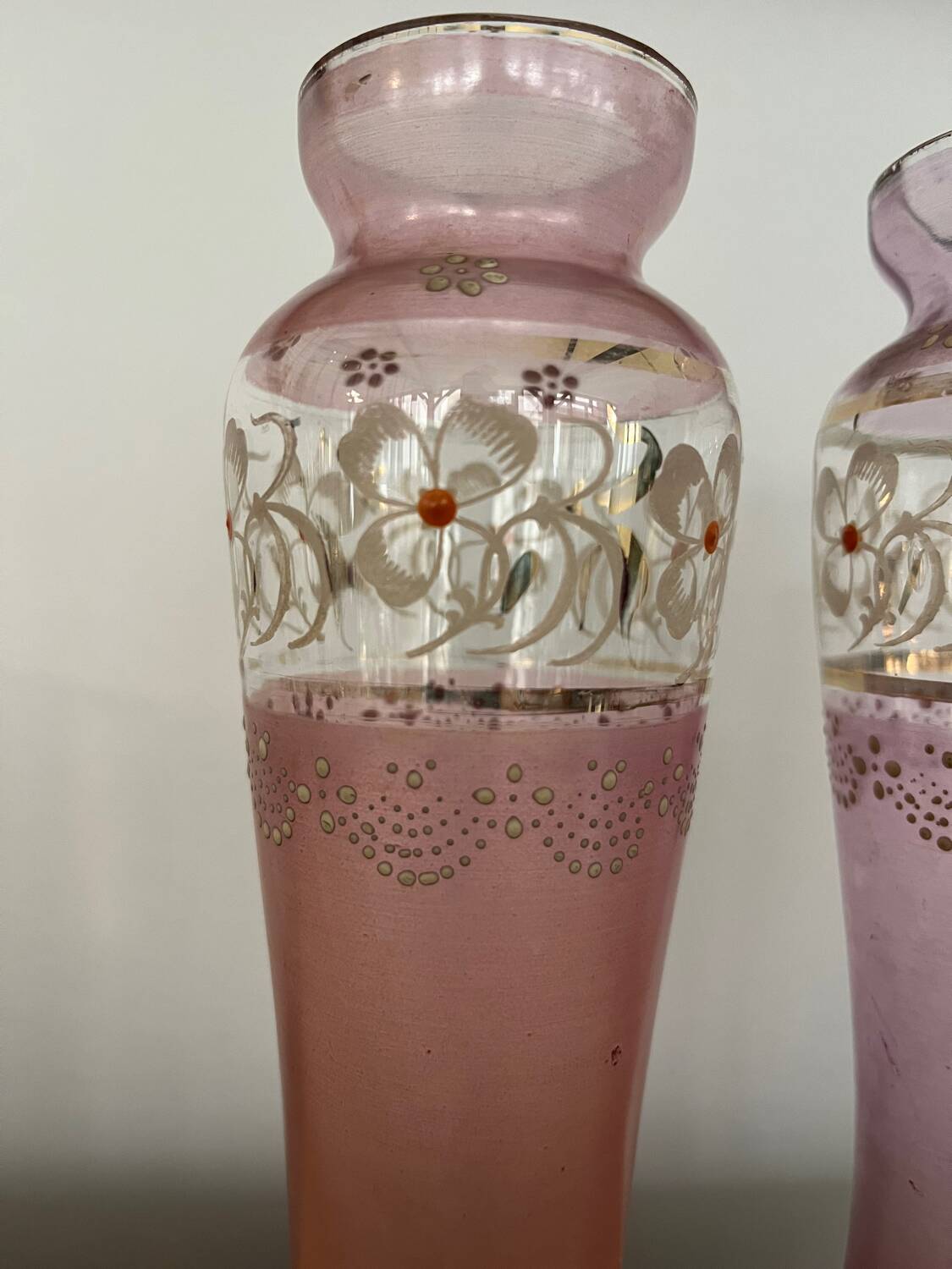 Pair of small Art Nouveau enameled vases, circa 1900