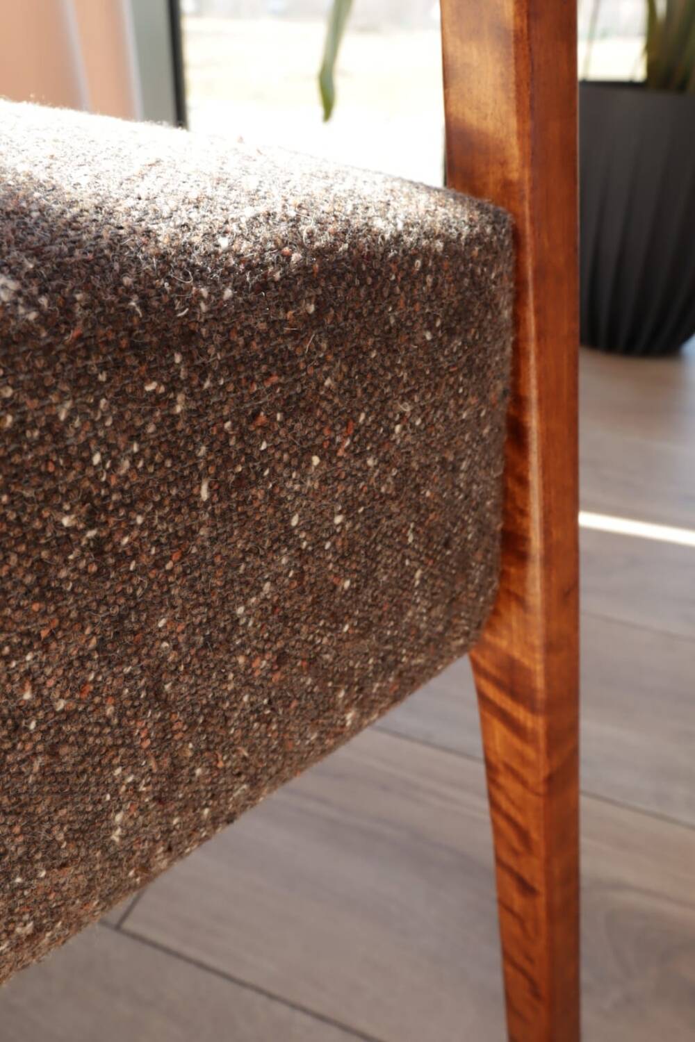 Mid Century Armchair Cacao Tweed Upholstery, 1960, Poland