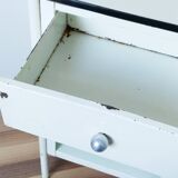 Boarding school bedside table, nightstand, in metal