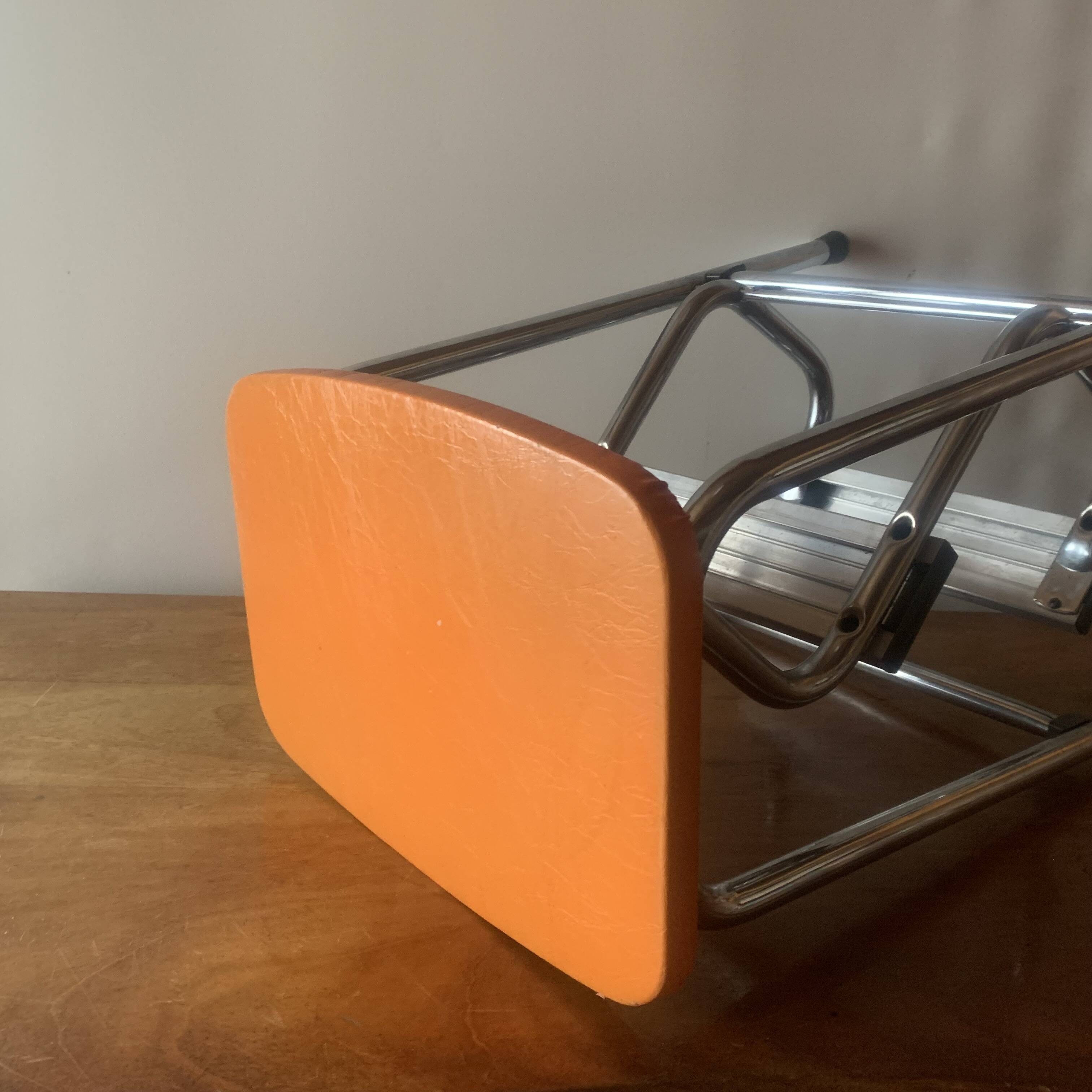 Vintage Brabantia step stool in wood, Skai and chrome metal