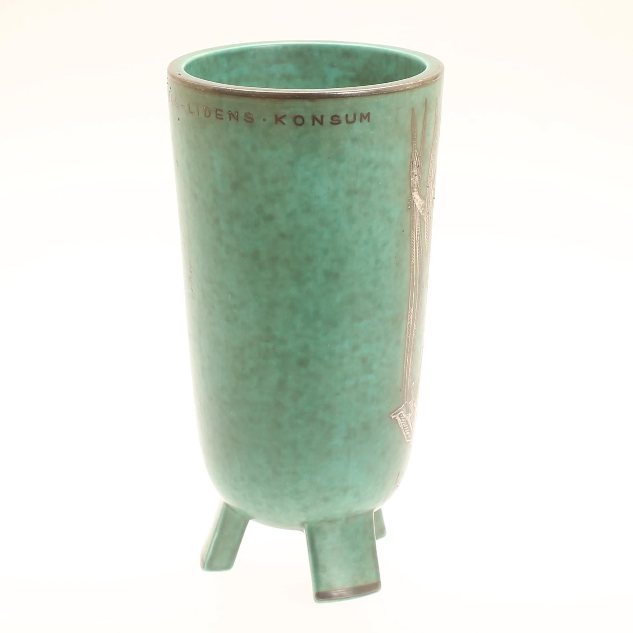 Vase wilhelm kage  "argenta" gustavsberg suède 1950. signé
