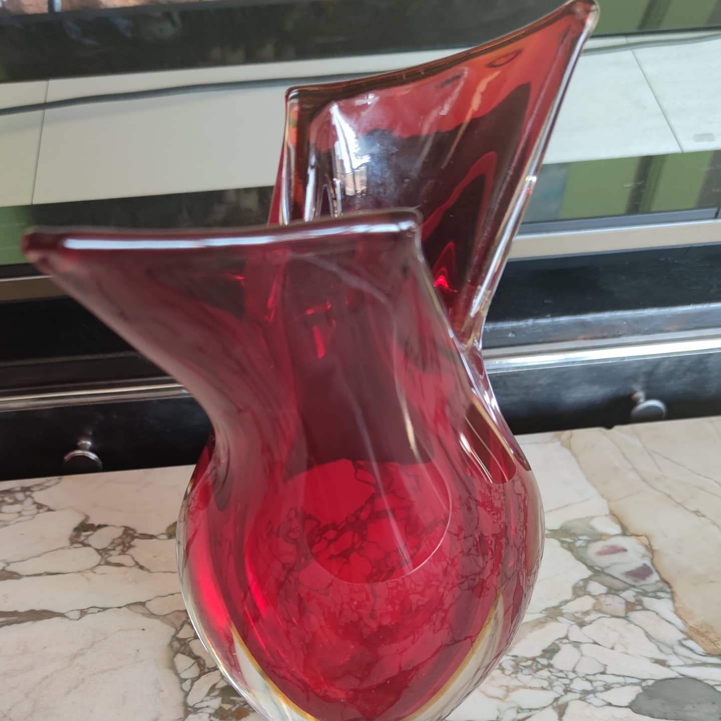 Murano crystal vase in three colors, circa 1970