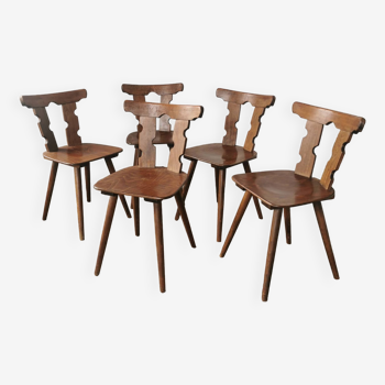 Set de 5 chaises bistrots en bois