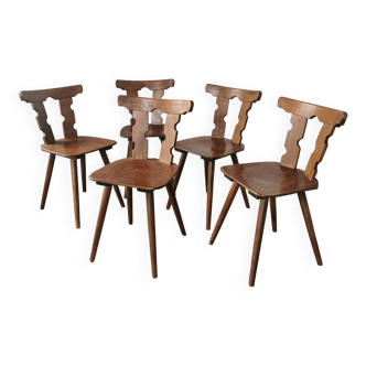 Set of 5 wooden bistro chairs