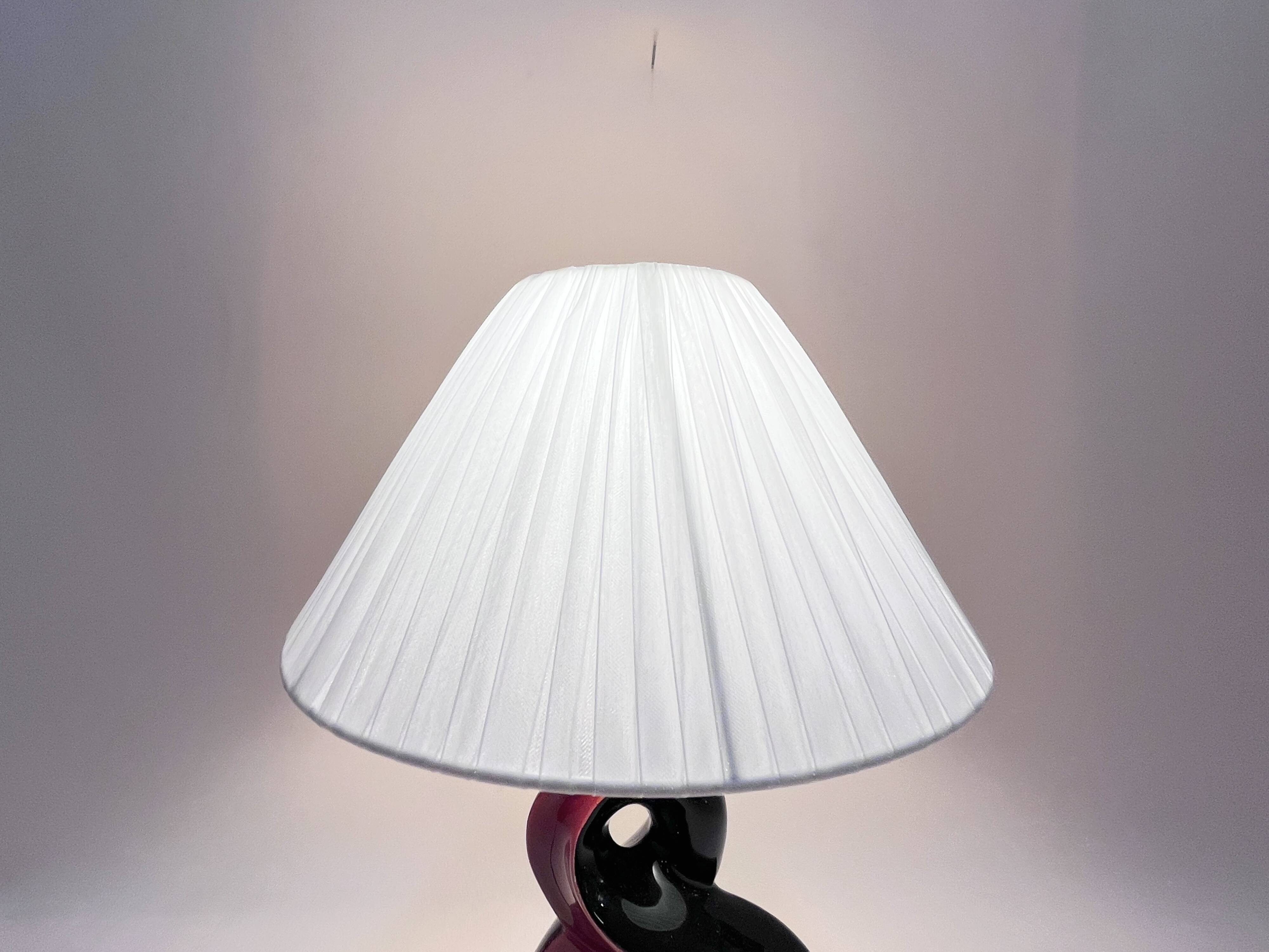 Red and black ceramic bedside lamp 8 Vallauris 50s 1950 vintage