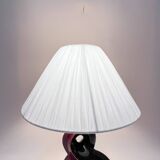 Red and black ceramic bedside lamp 8 Vallauris 50s 1950 vintage